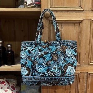 Vera Bradley Mini Toggle Tote in Retired Java Blue Pattern